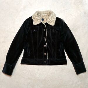 GAP Women’s Insulated Sherpa Lined Trucker Velour Y2K Jacket Size MEDIUM